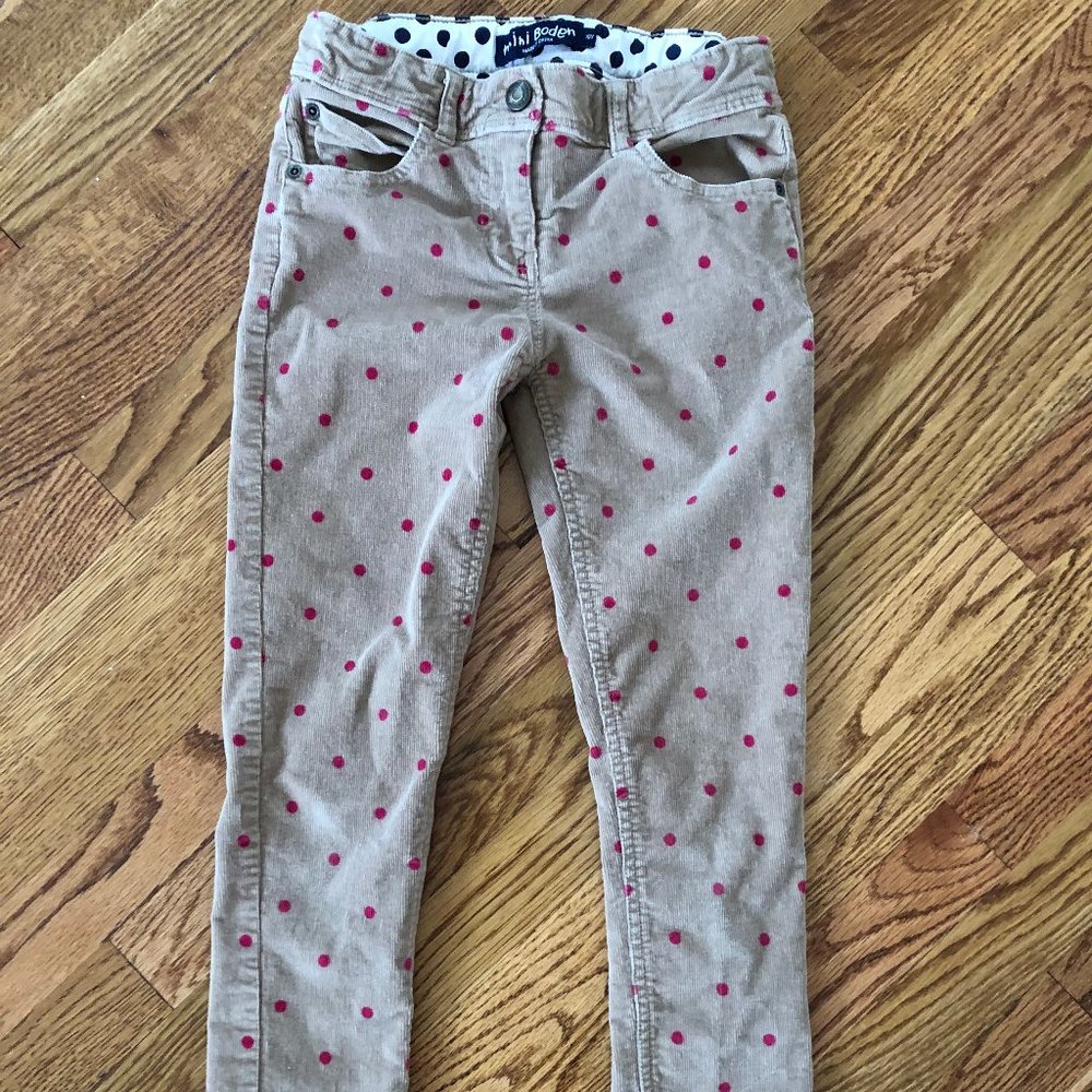 Mini Boden Girls Skinny Corduroys with Polka Dots